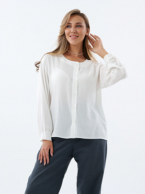 Блузка из хлопка на пуговицах молочная